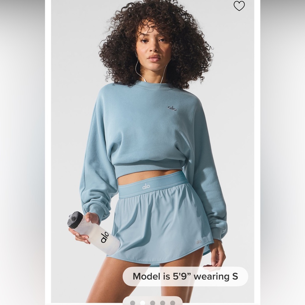 NWT ALO Cropped Accolade Crewneck Celestial Blue size medium